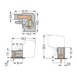 kątowy wtyk sprężynowy raster 5 mm 21-torowy