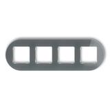 ICON Ramka uniwersalna poczwórna okrągła - efekt szkła (ramka: grafitowa; spód: biały) grafitowy