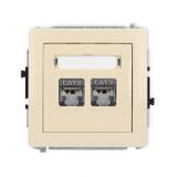 DECO Mechanizm gniazda komputerowego podwójnego 2xRJ45, kat. 6, ekranowany, 8-stykowy beżowy