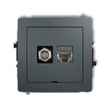 DECO Mechanizm gniazda antenowego poj. typu F (SAT) + gniazda komp. poj. 1xRJ45, kat. 6 ekranowany,