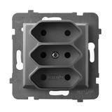 ARIA Gniazdo potrójne EURO - kolor szary mat