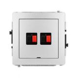 DECO Mechanizm gniazda głośnikowego podwójnego, bez pola opisowego srebrny metalik