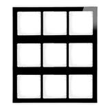 DECO Ramka modułowa 9 krotna (3 poziom, 3 pion) - efekt szkła (ramka czarna; spód biała)