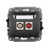 TREND Mechanizm gniazda podwójnego RCA (typu cinch - biały i czerwony, pozłacany) grafitowy