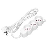 Przedłużacz 3-krotny 5m H05VV-F 3x1,5mm2 Imax=16A płaska wtyczka biały