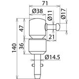Adapter do drążków izolacyjnych IS SQ, z trzpieniem z poprz. kołkiem