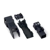 WINSTA MINI wtyk 2-torowy czarny z obudową odciążającą naciąg