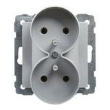 Suno Gniazdo Podwójne Z Uziemieniem 2x2P+Z 16A 250 V Zaciski Śrubowe Możliwość Montażu W Ramkach Wielkorotynych Aluminium 721391 LEGRAND