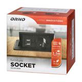 Gniazdo meblowe wpuszczane w blat z płaskim frezowanym rantem ładowarką USB i przewodem 1,5m 1x2P+ O