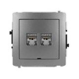 DECO Mechanizm gniazda komputerowego podwójnego 2xRJ45, kat. 6, ekranowany, 8-stykowy, bez pola opis