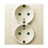 AS Gniazdo podwójne z uziemieniem schuko z przesłonami torów prądowych, kompletne z ramką - kolor ec