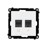 Simon 55 Gniazdo komputerowe RJ45 kategoria 5e + telefoniczne RJ12 Biały mat T5F.01/111 KONTAKT
