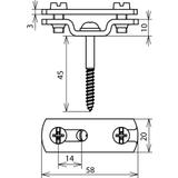 Wspornik do płaskownika do 30 mm, z wkrętem do drewna, St/tZn