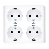 Simon 54 Gniazdo poczwórne Schuko n/t z przesłonami wersja skandynawska 16A szybkozłączka kremowy