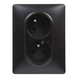 VALENA LIFE -  GNIAZDO 2X2P+Z  TYPU MONOBLOK Z PRZESŁONĄ CZARNE 16 A – 250 V~