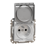 Sedna Design & Elements Gniazdo pojedyncze z uziemieniem z przesłonami IP44 srebrne aluminium SDD213