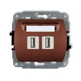 TREND Gniazdo podwójne 2xUSB A-A 2.0 brązowy metalik 9GUSB-2 KARLIK