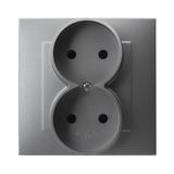 SZAFIR Gniazdo podwójne kompletne z ramką - kolor szary mat