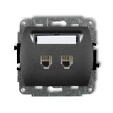 TREND Mechanizm gniazda telefonicznego podwójnego 2xRJ11, 4-stykowy grafitowy