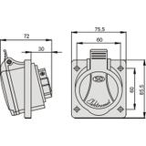 Gniazdo tablicowe skośne 5P 16A 400V czerwone GTS 16/5 IP-44 921820 ELEKTROMET