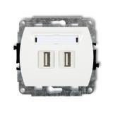 TREND Gniazdo podwójne 2xUSB A-A 2.0 biały GUSB-2 KARLIK