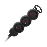 Przedłużacz 3-krotny z uziemieniem 1,5m 3x1,5mm2 płaska wtyczka czarny ES-4/B/1,5 ORNO