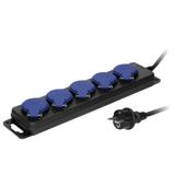 Przedłużacz warsztatowy bryzgoszczelny IP44, 5 gniazda 2P+Z IP44, przewód gumowy, H05RR-F 3x1,5mm2,