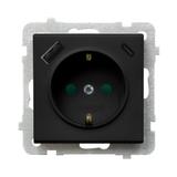 Gniazdo pojedyncze z uziemieniem schuko z ładowarką A+C SONATA CZARNY