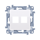 Simon 10 Pokrywa gniazd teleinformatycznych na Keystone płaska podwójna biały