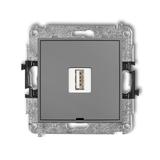 MINI Ładowarka USB pojedyncza USB A, 5W max., 5V, 1A, bez pola opisowego szary mat 27MCUSBBO-1 KARLIK