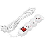 Przedłużacz 3x2P+Z,ON/OFF,1,4m, 3x1mm2, biały