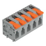 Złączka do płytek drukowanych dźwignia 4mm2 RM 7,5mm 5-bieg szara /50szt./ 2604-1305 WAGO