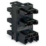 WINSTA rozgałęźnik 3-torowy 1 x wtyk / 5 x gniazdo czarny