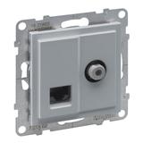 SUNO - Gniazdo TV typ  F  1.5 dB + RJ45 KAT 6 UTP, Aluminium, Legrand