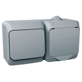 Cedar Plus, zestaw łącznik + gniazdo, IP44, szary