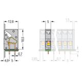 złączka przepustowa do p.drukowanych szara raster 5 mm
