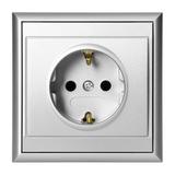 Gniazdo pojedyncze podtynkowe 2P+Z, Schuko Luna, 16A, 250V, PT-17L, srebrny
