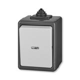 CLASSIC Wyłącznik dwubiegunowy z oknem IP 44 z neonówką sygnalizacyjną szary