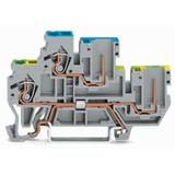X-COM dwupiętrowa złączka bazowa 1-przewodowa/1-pinowa PE/L szara