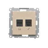 Simon 55 Gniazdo komputerowe RJ45 kategoria 5e + telefoniczne RJ12 Szampański mat T5F.01/144 KONTAKT