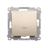 Simon 54 Łącznik schodowy z podświetleniem LED 10A 250V szybkozłączka złoty mat DW6L.01/44 KONTAKT