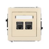 DECO Mechanizm gniazda komputerowego podwójnego 2xRJ45, kat. 7, ekranowany, 8-stykowy beżowy