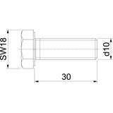 DIN933 M10x30V4A, Śruba z łbem sześciokątnym