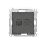 Simon 55 Gniazdo komputerowe pojedyncze RJ45 kategoria 6 z przesłoną przeciwkurzową Czarny mat