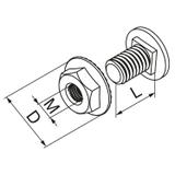 Śruba z łbem grzybkowym + nakrętka kołnierzowa ząbkowana (komplet) 6x12 E
