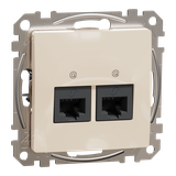 Sedna Design & Elements, gniazdo komputerowe 2xRJ45 kat.6 UTP, beżowy