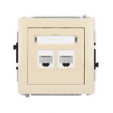 DECO Mechanizm gniazda komputerowego podwójnego 2xRJ45, kat. 6A, 8-stykowy beżowy