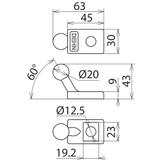 Punkt mocowania kulowy fi 20 mm skośny