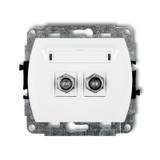 TREND Mechanizm gniazda antenowego podwójnego typu F (SAT) pozłacany biały