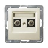 IMPRESJA Gniazdo antenowe typu F podwójne - kolor ecru